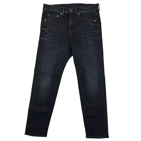 R13 The Drop Slim Cropped Jeans Women's 25" Black Stretch Denim Goth Emo Grunge - Picture 1 of 13